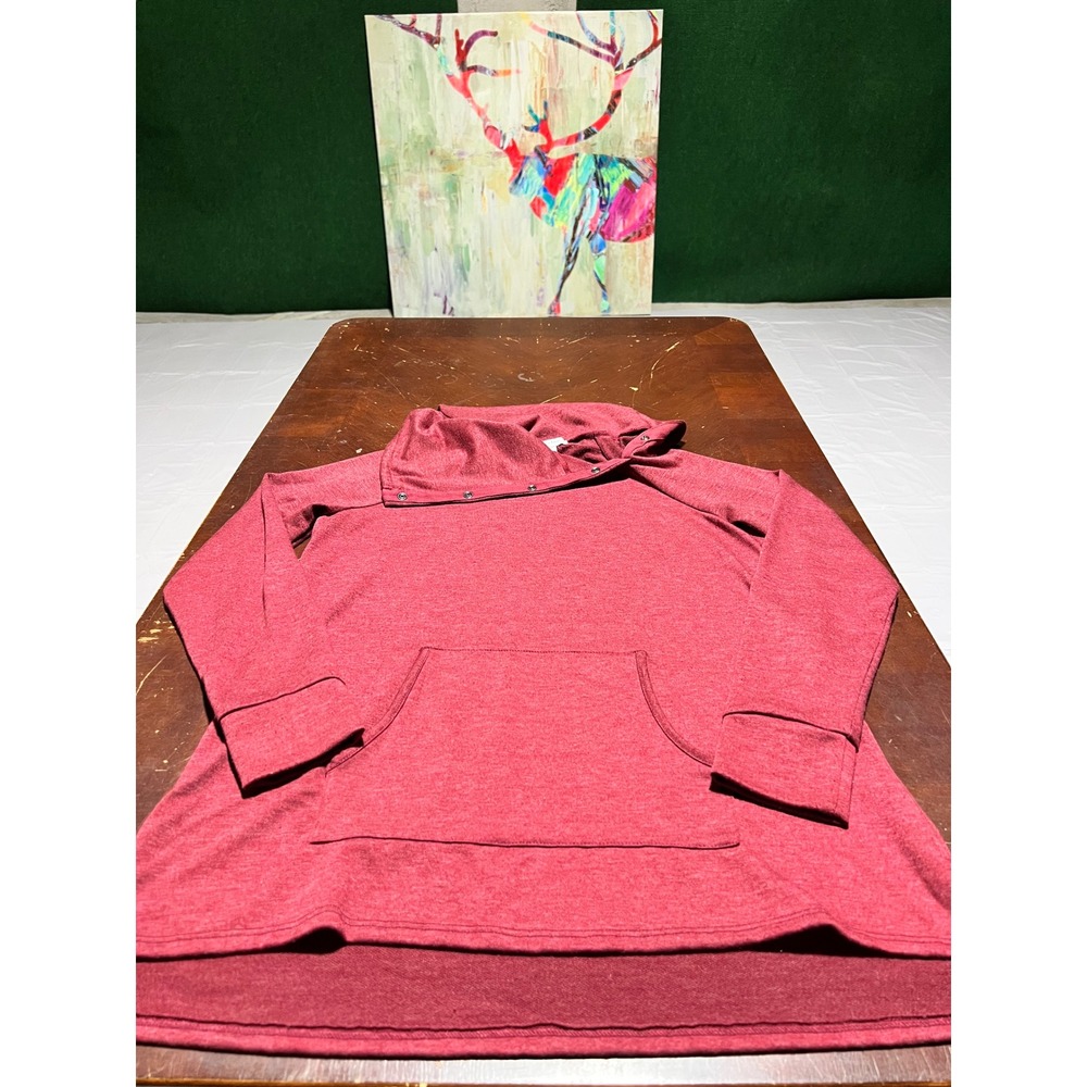 Grace & Lace Womens Snap Cowl Neck Sweatshirt Red Heathered Small 20A73-61